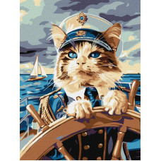 KHO6641 Котячий адмірал ©art_selena_ua. Ideyka. Картина за номерами (Ідейка КНО-6641)