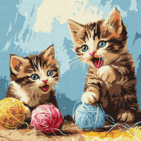 KHO6721 Клубочки ©art_selena_ua, 30х30 см. Ideyka. Картина за номерами (Ідейка КНО-6721)