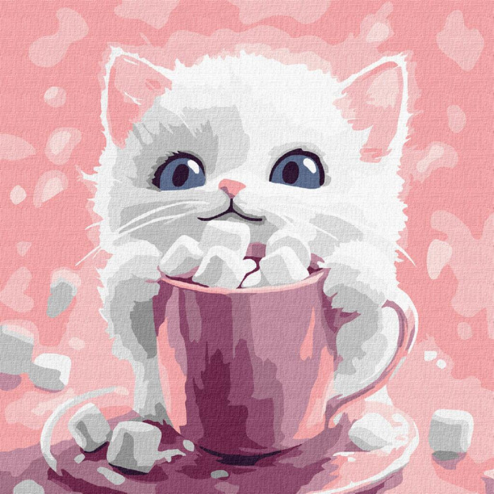 KHO6769 Ideyka Картина за номерами - Какао для котика 1 30х30 см (на підрамнику, Ідейка КНО-6769) ©art_selena_ua(Знятий з виробництва)