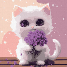 KHO6772 Ideyka Картина за номерами - Сонячний мурчик 30х30 см (на підрамнику, Ідейка КНО-6772) ©art_selena_ua