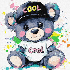 KHO6807 Ideyka Картина за номерами - Крутий ведмедик 40х40 см (на підрамнику, Ідейка КНО-6807) ©art_selena_ua