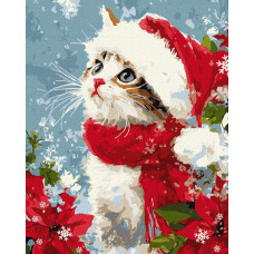 KHO6851 Ideyka Картина за номерами - Кіт у снігу 40х50 см (на підрамнику, Ідейка КНО-6851) ©art_selena_ua