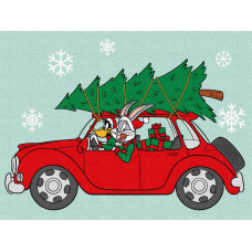 KHO6861 Ideyka Картина за номерами - Bugs & Daffy: Різдвяна поїздка 30х40 см (на підрамнику, Ідейка КНО-6861) ©Warner Brothers