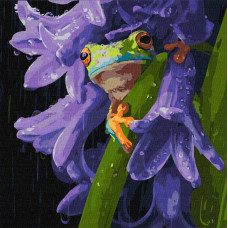 KHO6875 Ideyka Картина за номерами - Жабеня під дощем 40x40 см, (на підрамнику, Ідейка KHO6875) ©art_selena_ua