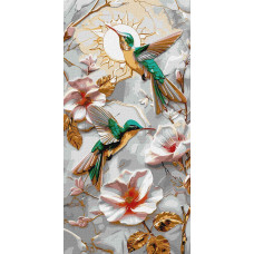 KHO6935 Ideyka Картина за номерами - Бірюзові колібрі з фарбами металік extra 40x80 см, (на підрамнику, Ідейка KHO6935) ©art_selena_ua