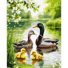 KHO6939 Ideyka Картина за номерами - Качина родина на світанку 50x40 см, (на підрамнику, Ідейка KHO6939) ©art_selena_ua