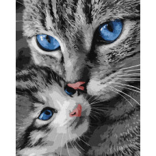 KHO6945 Ideyka Картина за номерами - Муркотлива мама 50x40 см, (на підрамнику, Ідейка KHO6945) ©art_selena_ua