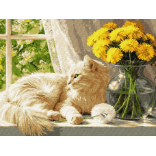 KHO6972 Ideyka Картина за номерами - Муркотливе сонце 40x30 см, (на підрамнику, Ідейка KHO6972) ©art_selena_ua