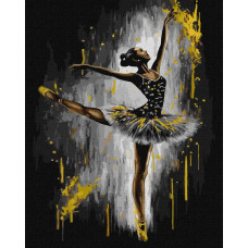 KHO8315 Граціозна балерина з фарбами металік extra ©art_selena_ua. Ideyka. Картина за номерами (Ідейка КНО-8315)