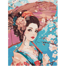 KHO8465 Ideyka Картина за номерами - Японська красуня 40х50 см (на підрамнику, Ідейка КНО-8465) ©art_selena_ua