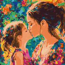 KHO8577 Ideyka Картина за номерами - Материнський поцілунок, 40x40 см (на підрамнику, Ідейка КНО-8577) ©art_selena_ua