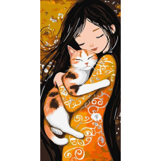 KHO8642 Ideyka Картина за номерами - Кіт на руках 40х80 см (на підрамнику, Ідейка КНО-8642) ©art_selena_ua