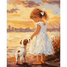 KHO8674 Ideyka Картина за номерами - Друзі на узбережжі 40х50 см (на підрамнику, Ідейка КНО-8674) ©art_selena_ua