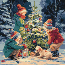 KHO8699 Ideyka Картина за номерами - Ялинка дружби 40х40 см (на підрамнику, Ідейка КНО-8699) ©art_selena_ua