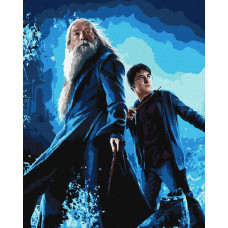 KHO8739 Ideyka Картина за номерами - Harry Potter: Гаррі та Дамблдор з фарбами металік 40x50 см, (на підрамнику, Ідейка KHO8739)
