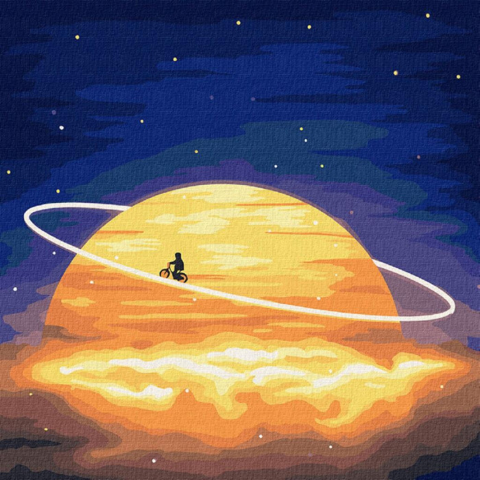KHO9546 Навколо Сатурну з фарбами металiк. Ideyka. Картина за номерами (Ідейка КНО9546)