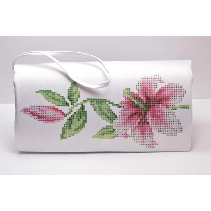 КЛ002дБ1301k Барвиста вишиванка Набір для вишивки бісером - Клатч Лілеї 21x13 см домоткане полотно, білий