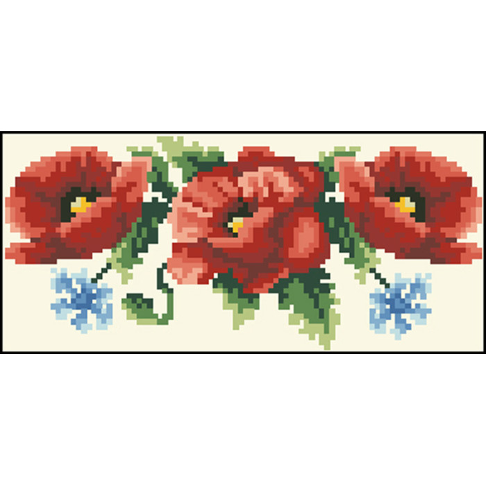 КЛ003лМ1301i Барвиста вишиванка Набір для вишивки друкованим хрестиком - Клатч Маки, волошки 21x13 см льон, бежевий