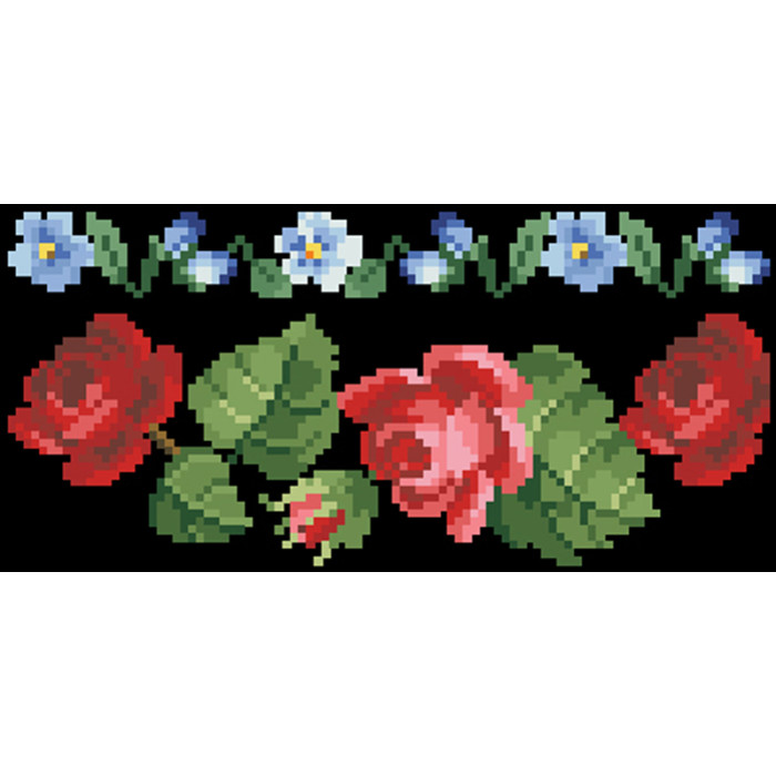 КЛ004дЧ1301i Барвиста вишиванка Набір для вишивки друкованим хрестиком - Клатч Троянди і незабудки 21x13 см домоткане полотно, чорний