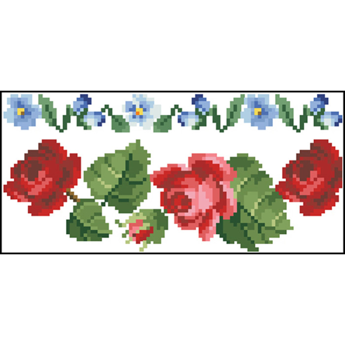 КЛ004пБ1301k Барвиста вишиванка Набір для вишивки бісером - Клатч Троянди і незабудки 21x13 см габардин, білий