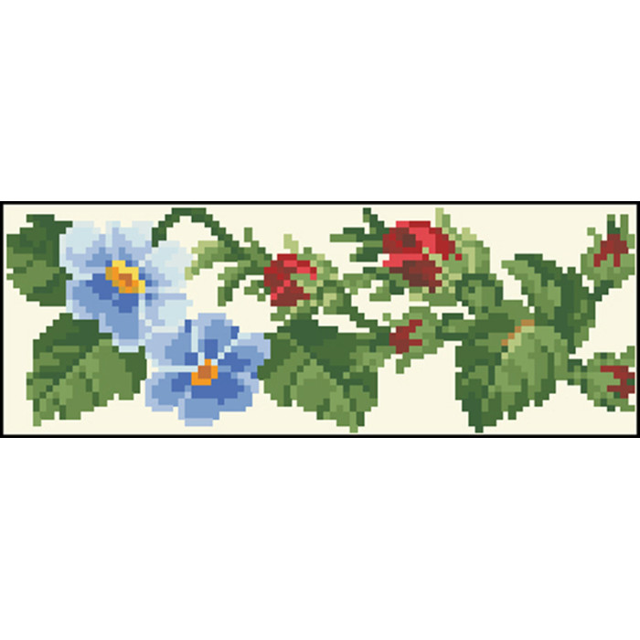 КЛ007шМ1301i Барвиста вишиванка Набір для вишивки друкованим хрестиком - Клатч Королівські троянди, фіалки 21x13 см шовк, бежевий