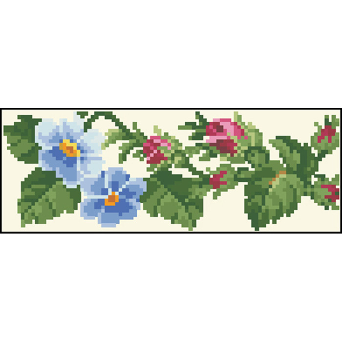 КЛ008шМ1301i Барвиста вишиванка Набір для вишивки друкованим хрестиком - Клатч Пишні троянди, фіалки 21x13 см шовк, бежевий