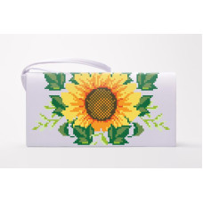 КЛ012дБ1301k Барвиста вишиванка Набір для вишивки бісером - Клатч Соняхи 21x13 см домоткане полотно, білий