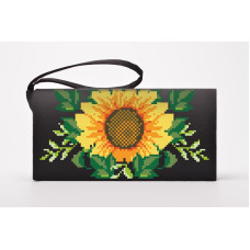 КЛ012лЧ1301k Барвиста вишиванка Набір для вишивки бісером - Клатч Соняхи 21x13 см льон, чорний
