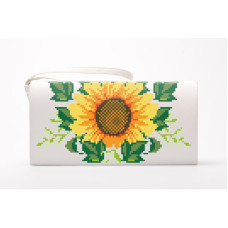 КЛ012пБ1301i Барвиста вишиванка Набір для вишивки друкованим хрестиком - Клатч Соняхи 21x13 см габардин, білий