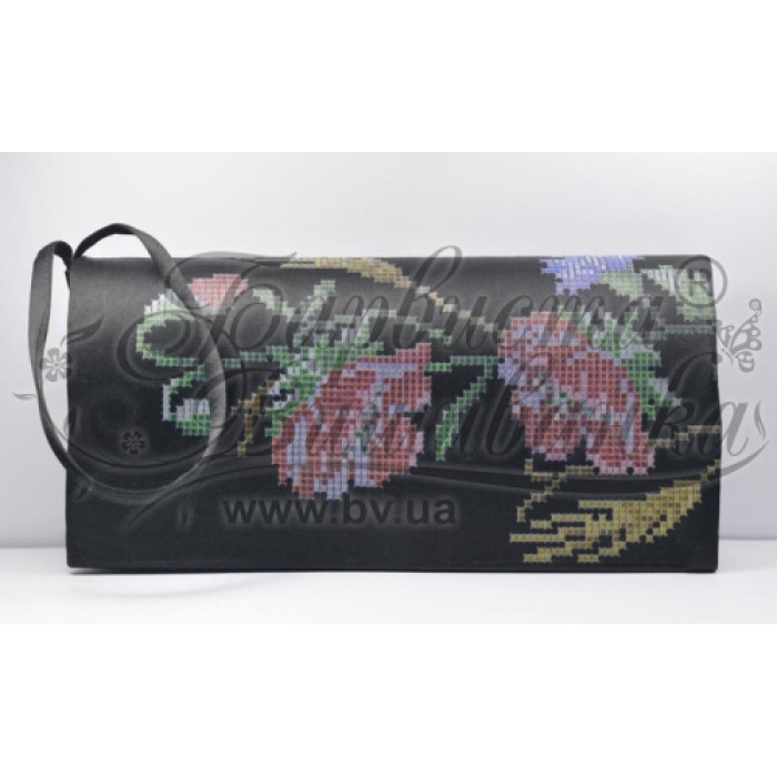 КЛ013хБ1301 Барвиста вишиванка Заготовка для вишивки - Клатч Маки, волошки, колоски 21x13 см батист, білий