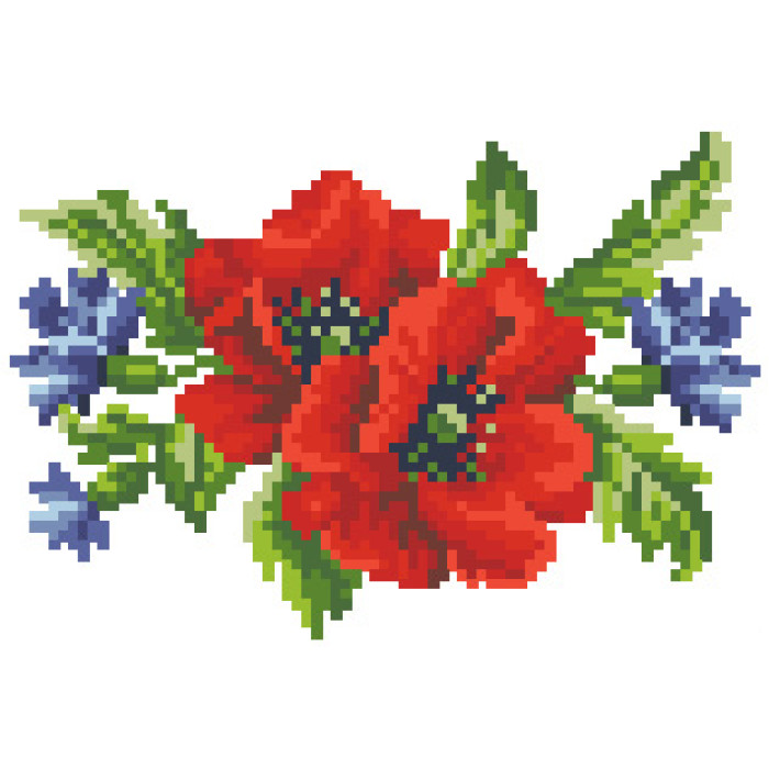 КЛ013шБ1301i Барвиста вишиванка Набір для вишивки друкованим хрестиком - Клатч Маки, волошки, колоски 21x13 см шовк, білий