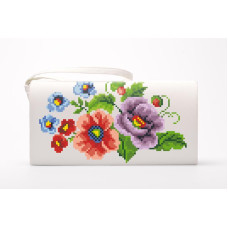 КЛ014шМ1301i Барвиста вишиванка Набір для вишивки друкованим хрестиком - Клатч Маки і незабудки. Молодіжна 21x13 см шовк, бежевий