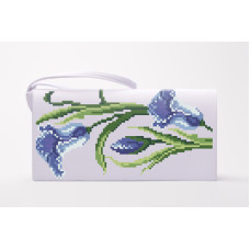 КЛ015шБ1301k Барвиста вишиванка Набір для вишивки бісером - Клатч Іриси 21x13 см шовк, білий