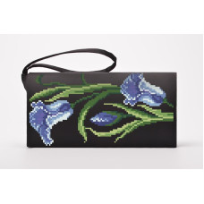 КЛ015шЧ1301k Барвиста вишиванка Набір для вишивки бісером - Клатч Іриси 21x13 см шовк, чорний