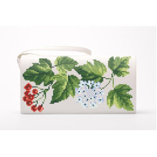 КЛ016лМ1301i Барвиста вишиванка Набір для вишивки друкованим хрестиком - Клатч Цвіт калини 21x13 см льон, бежевий