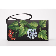 КЛ016шЧ1301i Барвиста вишиванка Набір для вишивки друкованим хрестиком - Клатч Цвіт калини 21x13 см шовк, чорний