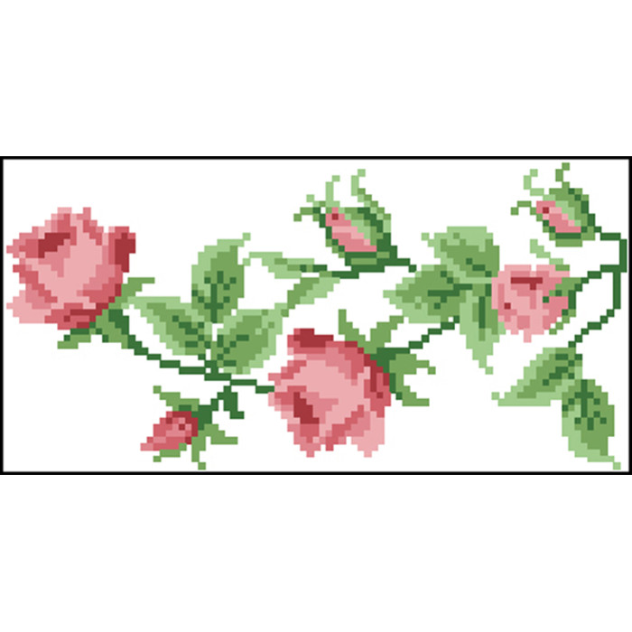 КЛ017лБ1301i Барвиста вишиванка Набір для вишивки друкованим хрестиком - Клатч Тендітні троянди 21x13 см льон, білий