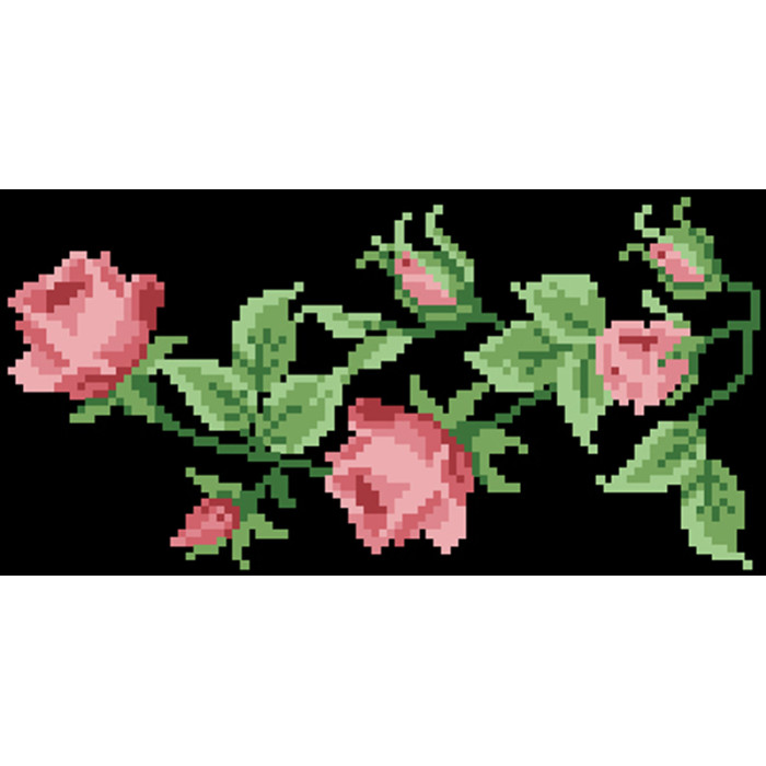 КЛ017лЧ1301i Барвиста вишиванка Набір для вишивки друкованим хрестиком - Клатч Тендітні троянди 21x13 см льон, чорний