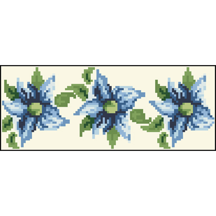 КЛ018дМ1301i Барвиста вишиванка Набір для вишивки друкованим хрестиком - Клатч Сині квіти 21x13 см домоткане полотно, бежевий