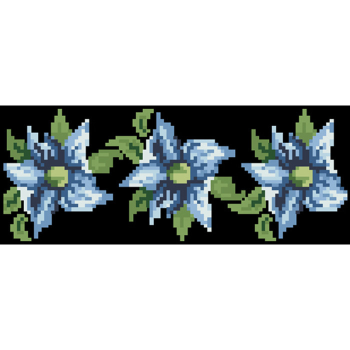 КЛ018шЧ1301i Барвиста вишиванка Набір для вишивки друкованим хрестиком - Клатч Сині квіти 21x13 см шовк, чорний