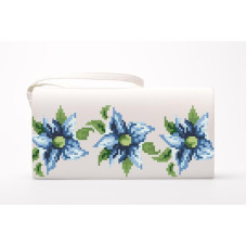 КЛ018шМ1301 Барвиста вишиванка Заготовка для вишивки - Клатч Сині квіти 21x13 см шовк, бежевий