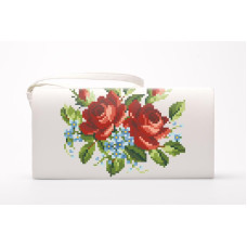 КЛ020дБ1301i Барвиста вишиванка Набір для вишивки друкованим хрестиком - Клатч Вишукані троянди, незабудки 21x13 см домоткане полотно, білий