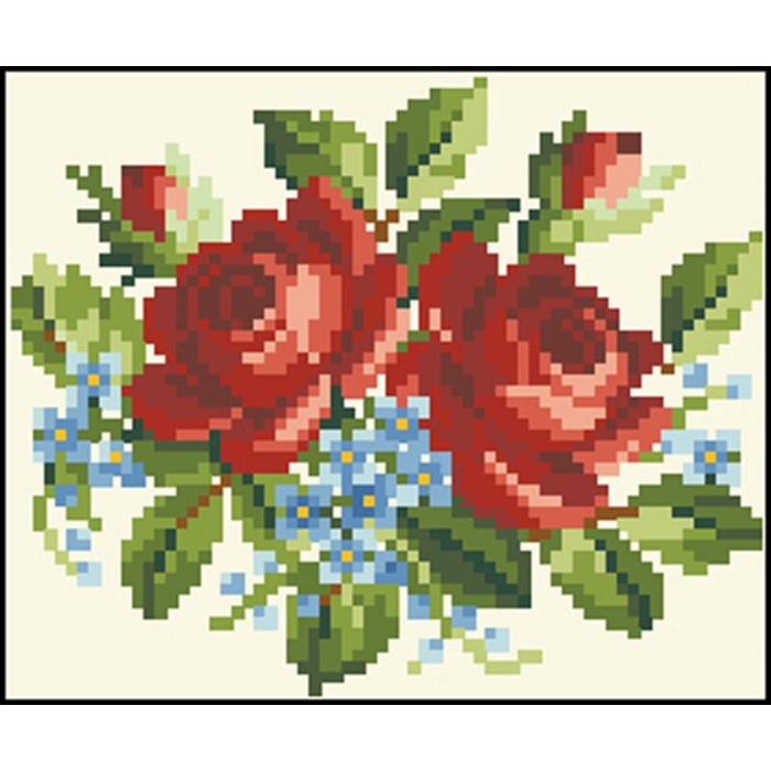 КЛ020кМ1301i Барвиста вишиванка Набір для вишивки друкованим хрестиком - Клатч Вишукані троянди, незабудки 21x13 см атлас, бежевий