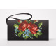 КЛ020лЧ1301i Барвиста вишиванка Набір для вишивки друкованим хрестиком - Клатч Вишукані троянди, незабудки 21x13 см льон, чорний