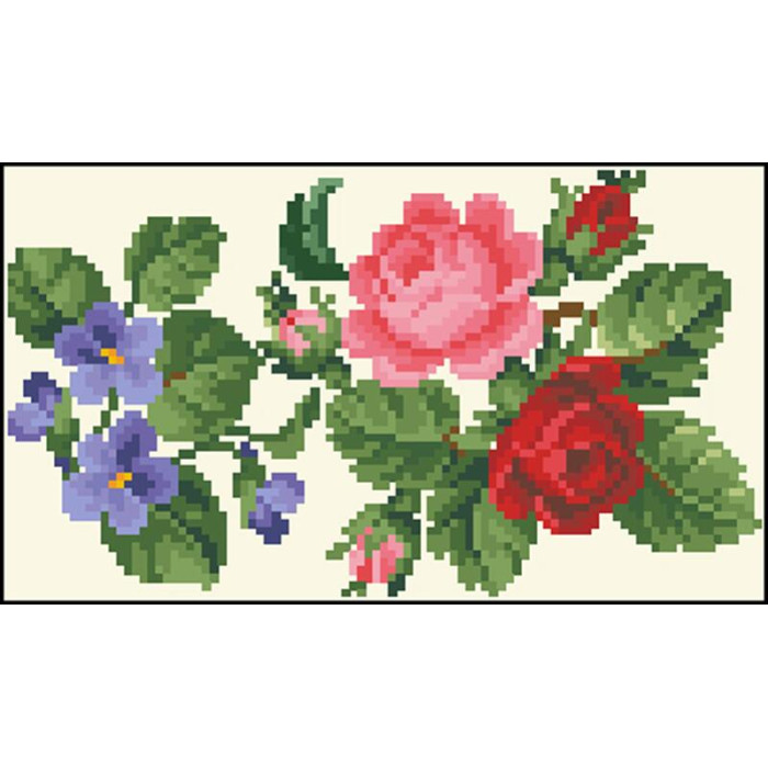 КЛ021кМ1301i Барвиста вишиванка Набір для вишивки друкованим хрестиком - Клатч Троянди, фіалки, конвалії 21x13 см атлас, бежевий