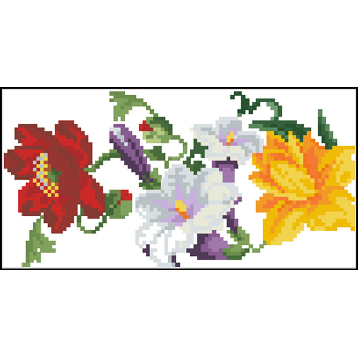 КЛ023дБ1301k Барвиста вишиванка Набір для вишивки бісером - Клатч Королівські квіти 21x13 см домоткане полотно, білий