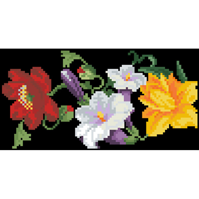 КЛ023лЧ1301i Барвиста вишиванка Набір для вишивки друкованим хрестиком - Клатч Королівські квіти 21x13 см льон, чорний