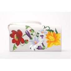 КЛ023шМ1301 Барвиста вишиванка Заготовка для вишивки - Клатч Королівські квіти 21x13 см шовк, бежевий