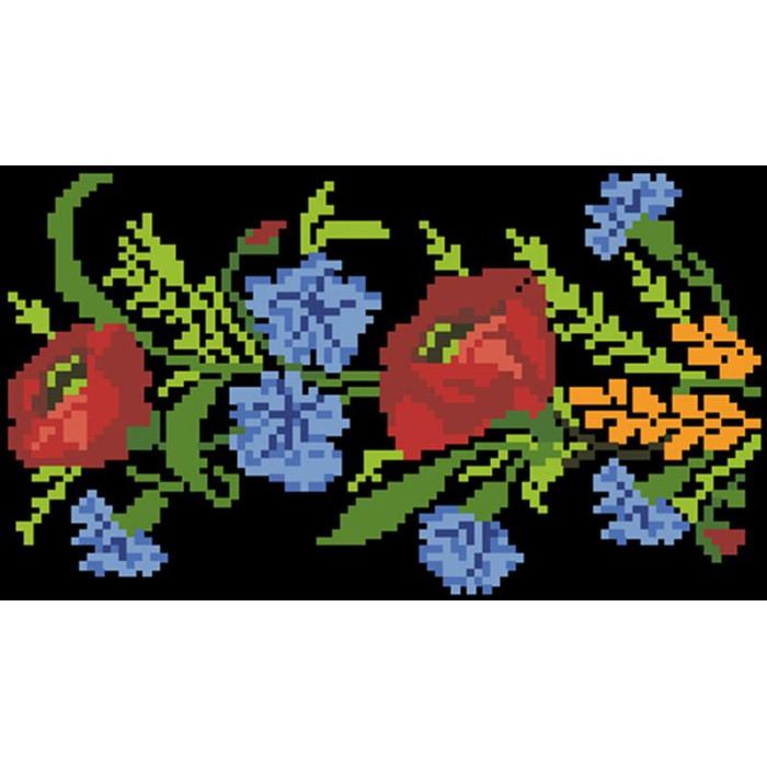 КЛ024кЧ1301i Барвиста вишиванка Набір для вишивки друкованим хрестиком - Клатч Польові квіти 21x13 см атлас, чорний