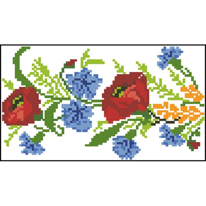 КЛ024лБ1301i Барвиста вишиванка Набір для вишивки друкованим хрестиком - Клатч Польові квіти 21x13 см льон, білий